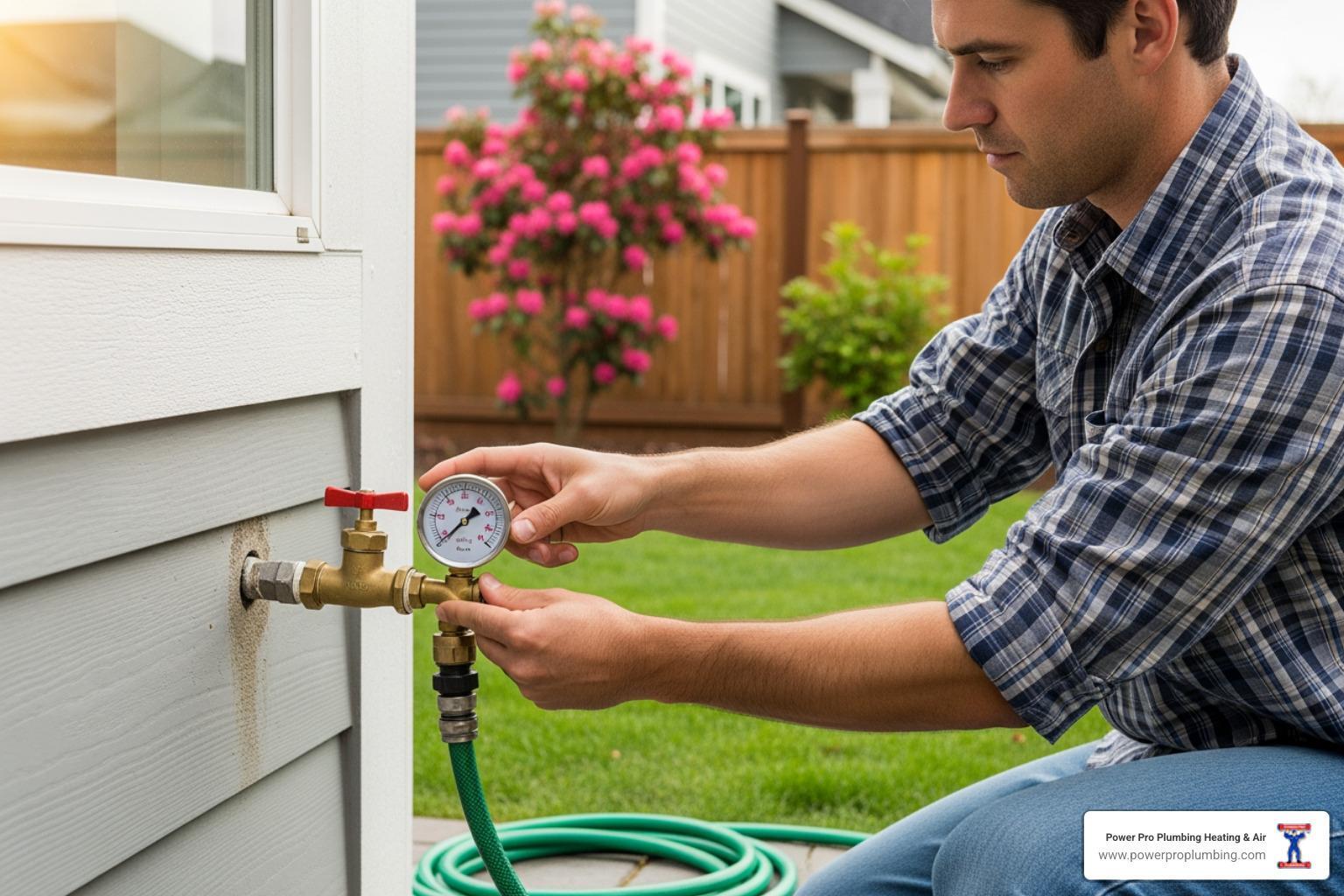 Water pressure gauge used to test residential plumbing